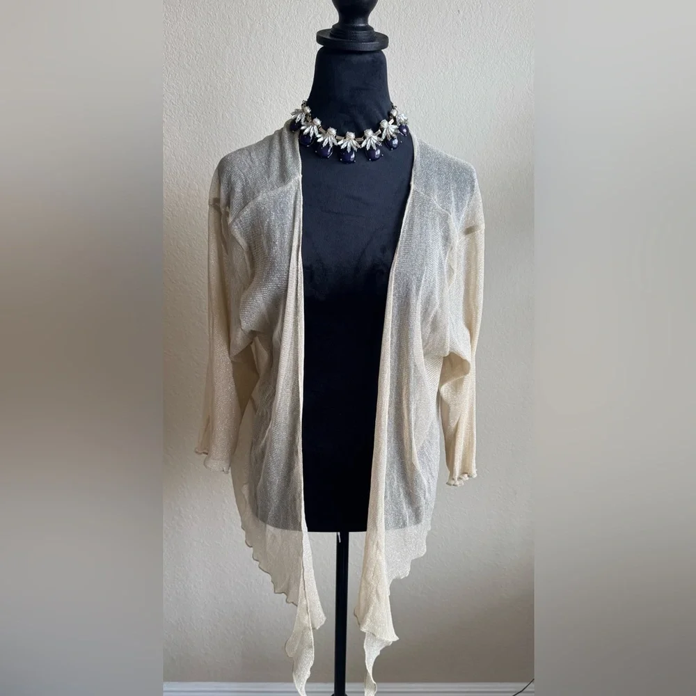 Chic Sheer Gold Sparkly Women's Cardigan - Picture 2 of 5